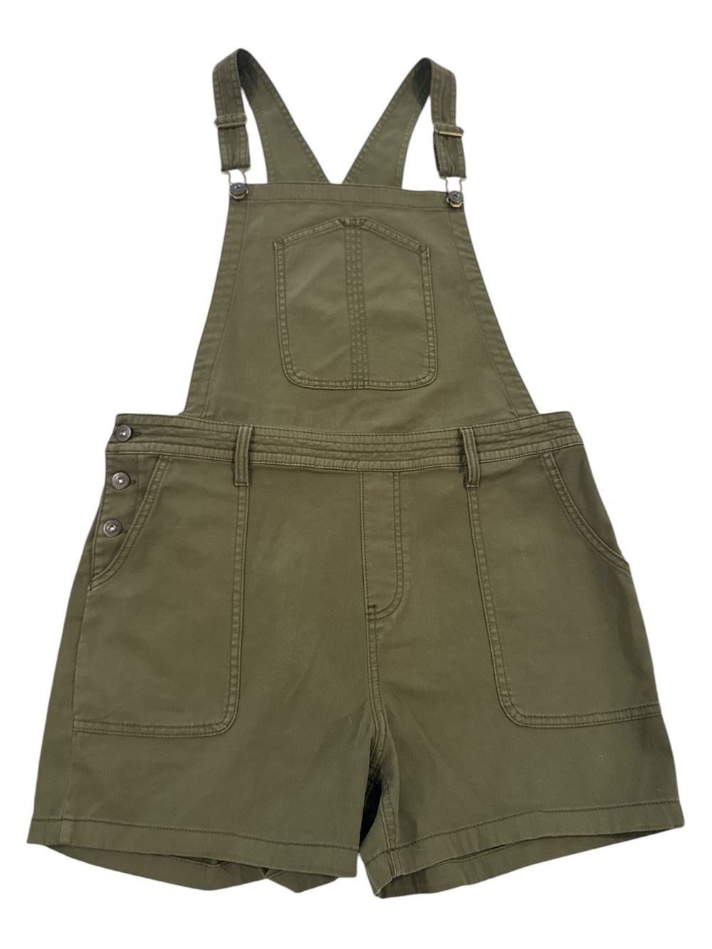Prana Sancho Shortalls Bib Overalls Organic Cotton Olive Size L